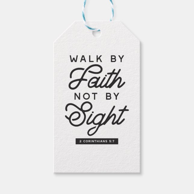 "Walk by Faith" Bible Verse Typografie Design Geschenkanhänger (Vorderseite)