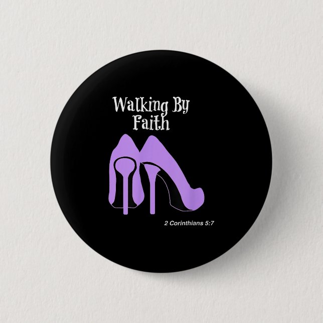 Walk By Faith Graphic Christian Design With Purple Button (Vorderseite)