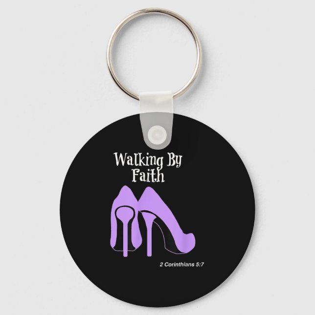 Walk By Faith Graphic Christian Design With Purple Schlüsselanhänger (Vorderseite)