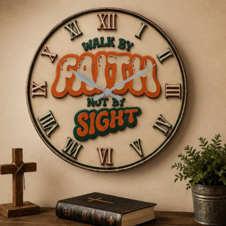 Walk by Faith Not by Sight Christian Bible Verse Große Wanduhr