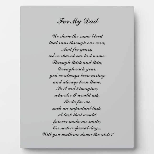 "Walk Me Down the Aisle?" Plaque Fotoplatte (Vorderseite)