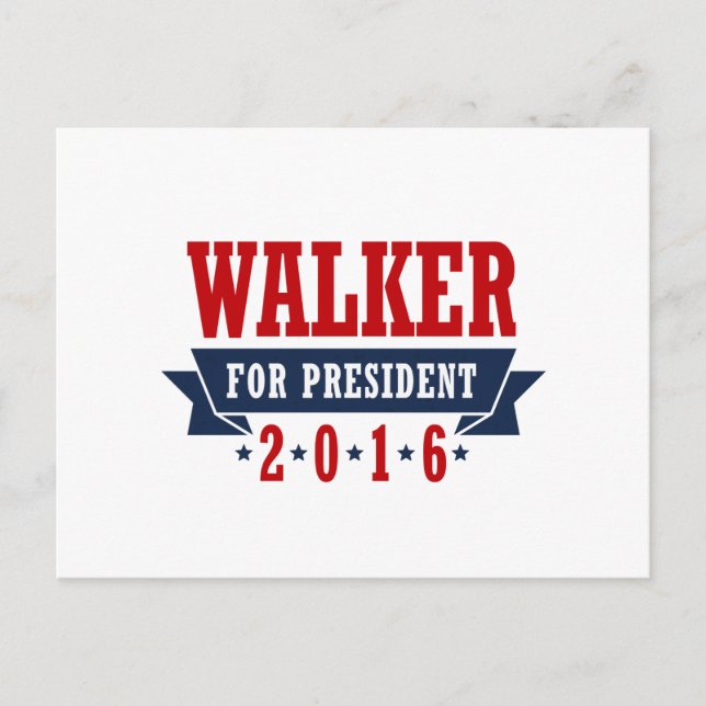 Walker für den Präsidenten 2016, zertifizierte Mul Postkarte (Vorderseite)