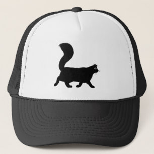 Walking Black Cat Coole Kitty mit Fluffy Schwanz Truckerkappe