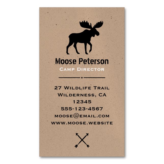 Walking Elche Silhouette | Wildtiere Magnetische Visitenkarte (Vorderseite Vertikal)
