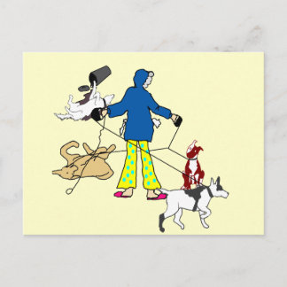 Walking Flyball Hunde Postkarte