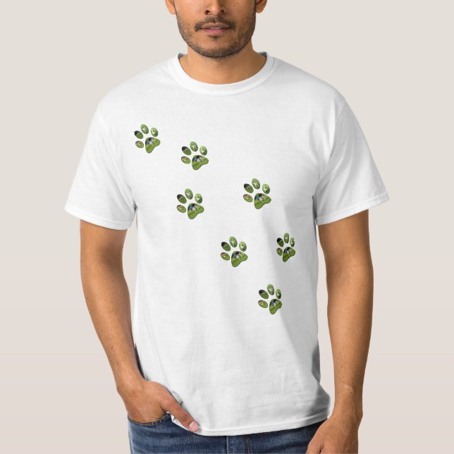 Walking Fox Terrier Paw Prints, T-Shirt (Vorderseite)