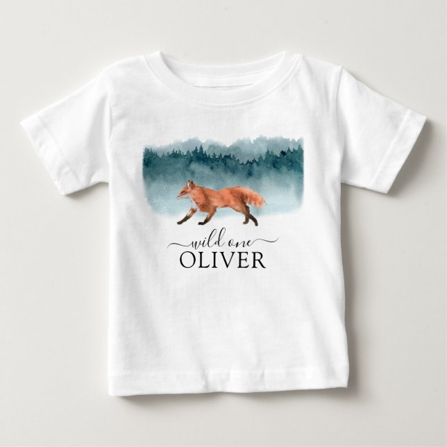 Walking Fox Wild One Birthday Baby T - Shirt (Vorderseite)