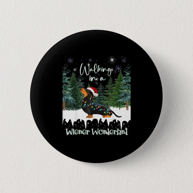 Walking In A Wiener Wonderland Dachshund  Button (Vorderseite)