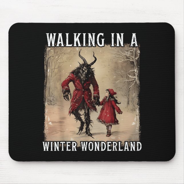 Walking In A Winter Wonderland Krampus Creepy Horr Mousepad (Vorne)