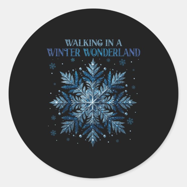 Walking In A Winter Wonderland Snowflake Christmas Runder Aufkleber (Vorderseite)