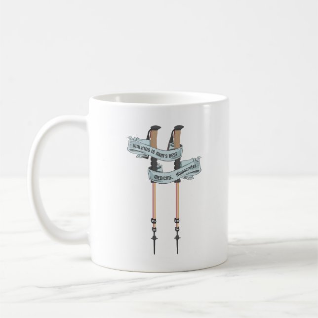 walking is the best medic Hippocrates hiking pulse Kaffeetasse (Links)
