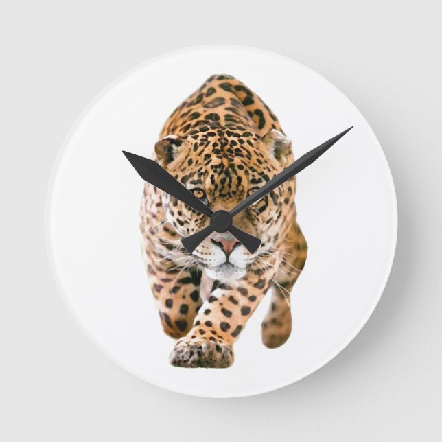 Walking Jaguar Eyes Runde Wanduhr (Vorderseite)