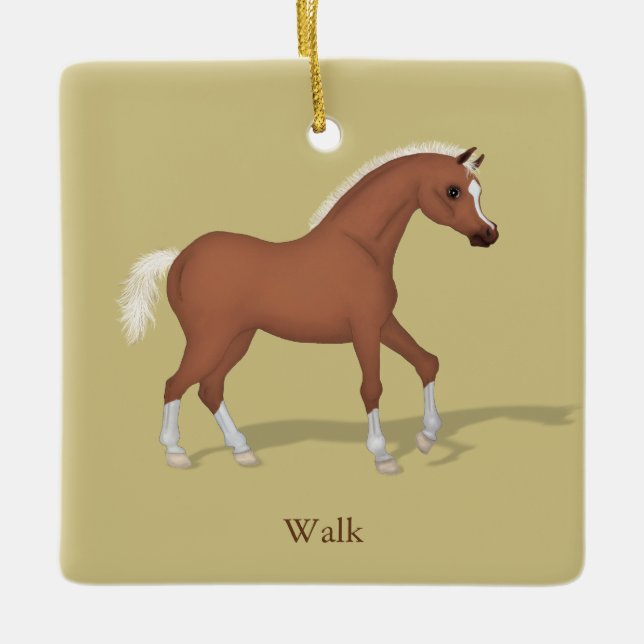 Walking Sorrel Gaits of the Horse Reittiere Keramikornament (Vorderseite)