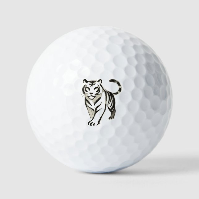 Walking Tiger Zeichnend - Glattlederdesign Golfball (Vorderseite)