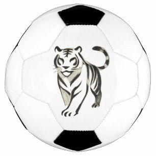 Walking Tiger Zeichnend - Tintendesign auf Fußball