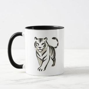Walking Tiger Zeichnend - Tintendesign der Tasse