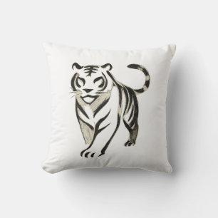 Walking Tiger Zeichnend - Tintenkissen-Design Kissen