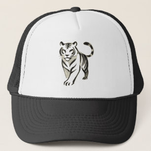 Walking Tiger Zeichnung - Tusche-Pinsel-Design auf Truckerkappe