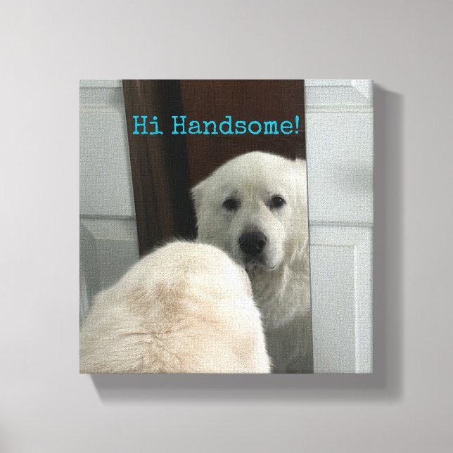 Wall Art Dog in Mirror Leinwanddruck (Vorderseite)