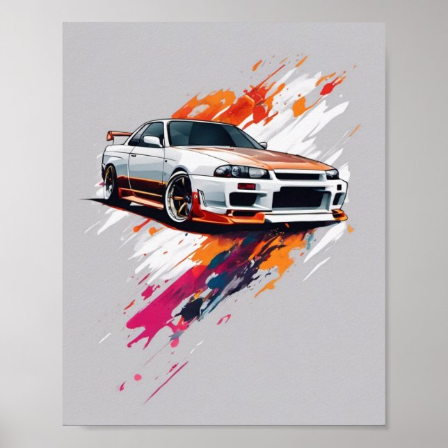 Wall Art Nissan Skyline-Auto Poster (Vorne)