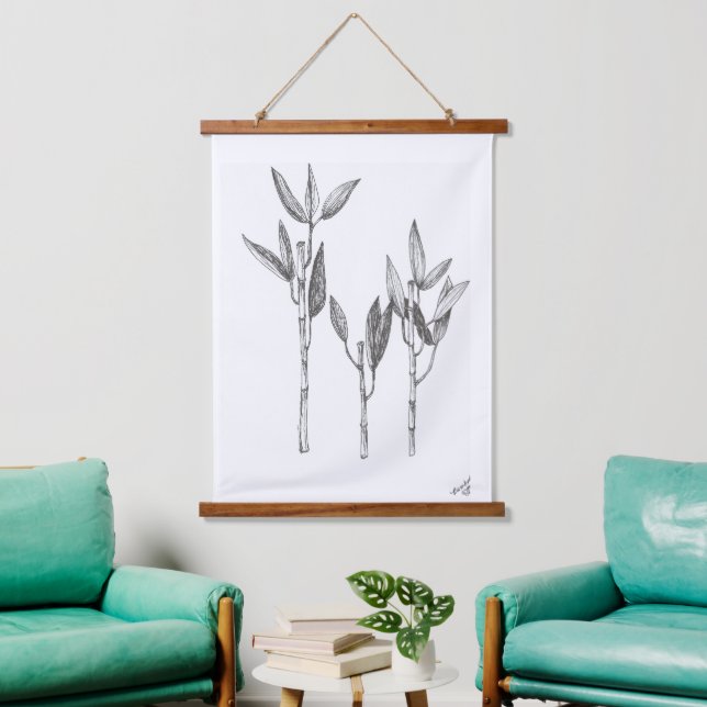 Wall Art, Original Kunstdrucke zeichnend Bambus Wandteppich Mit Holzrahmen (Wohnzimmer)
