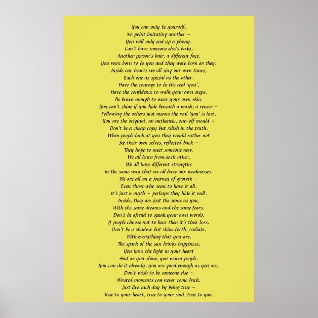 Wall Art Poem to Encourage Self-Worth Poster (Vorne)