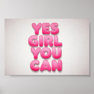 Wall Art Yes You Can Girl Poster