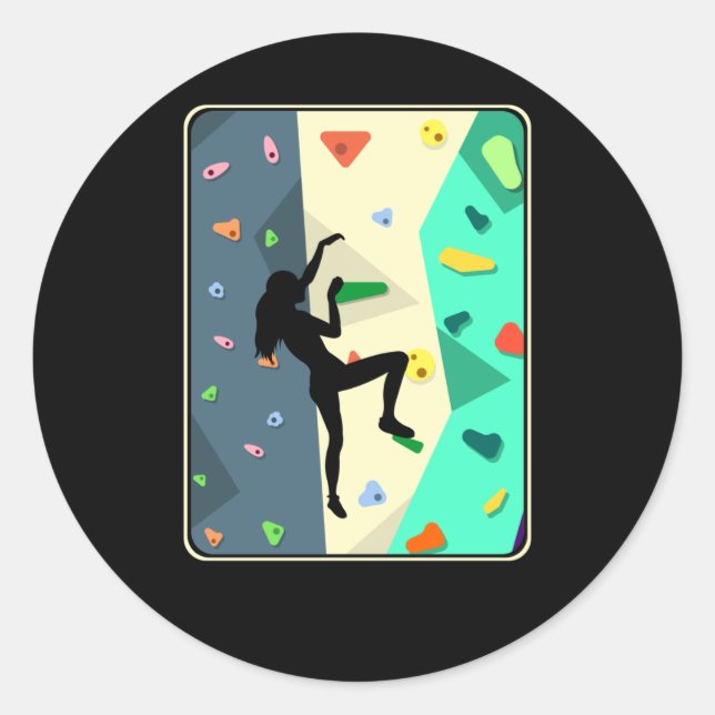 Wall Climbing Mädchen Indoor Bouldering Frau Runder Aufkleber (Vorderseite)