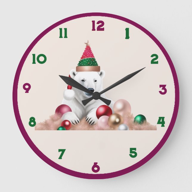 Wall Clock, 10" runder natürlicher Holzrahmen Große Wanduhr (Vorderseite)