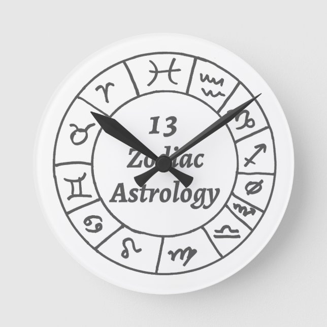 Wall Clock 13 Zodiac Astrologie Runde Wanduhr (Vorderseite)