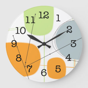 Wall Clock - Abstract 1950s Inspired Atomic Art Große Wanduhr