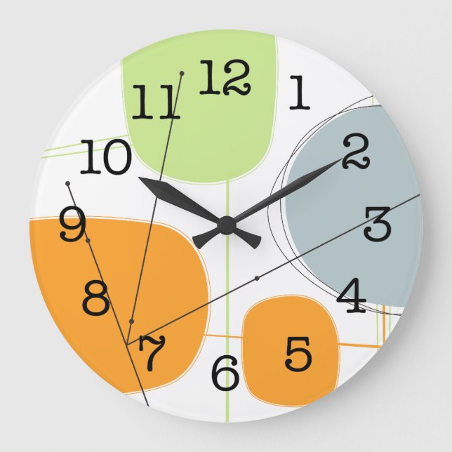 Wall Clock - Abstract 1950s Inspired Atomic Art Große Wanduhr (Vorderseite)