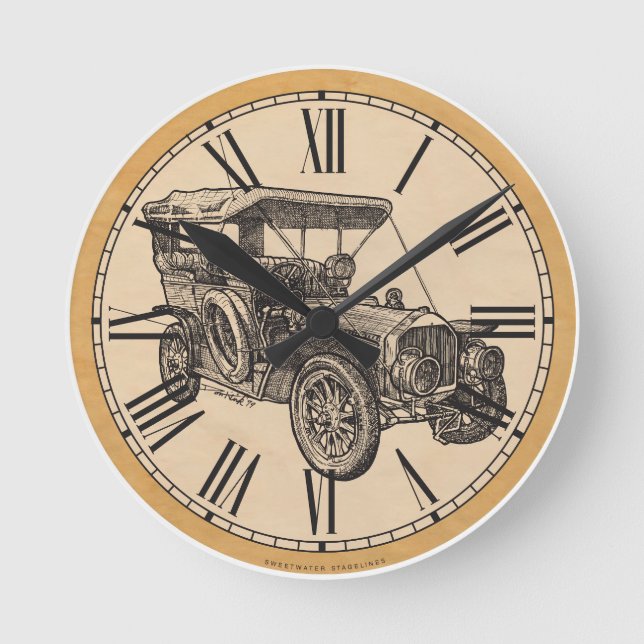 Wall Clock: Altes Auto Runde Wanduhr (Vorderseite)
