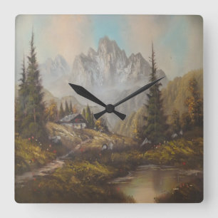 Wall Clock Ann Hayes Painting Bavarian Dream Quadratische Wanduhr