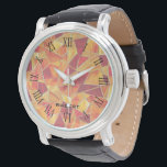 Wall Clock Armbanduhr<br><div class="desc">Enhance your home decor with a touch of glamour by incorporating our orange and gold-toned stained glass in a seamless pattern. This perfect design adds a stylish element to any room.</div>