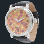 Wall Clock Armbanduhr<br><div class="desc">Enhance your home decor with a touch of glamour by incorporating our orange and gold-toned stained glass in a seamless pattern. This perfect design adds a stylish element to any room.</div>