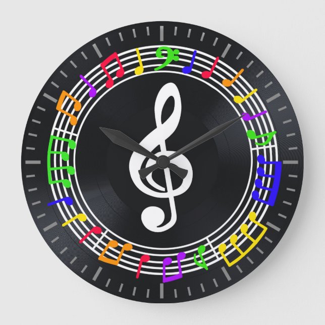 Wall Clock Best Christmas Gift for Music Lovers Große Wanduhr (Vorderseite)