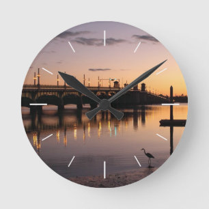 Wall Clock - Brücke der Löwen, St. Augustine, FL Runde Wanduhr