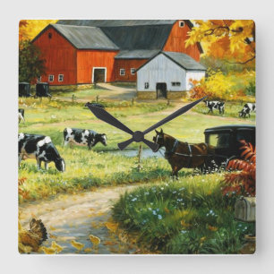 Wall Clock/Farmland Quadratische Wanduhr