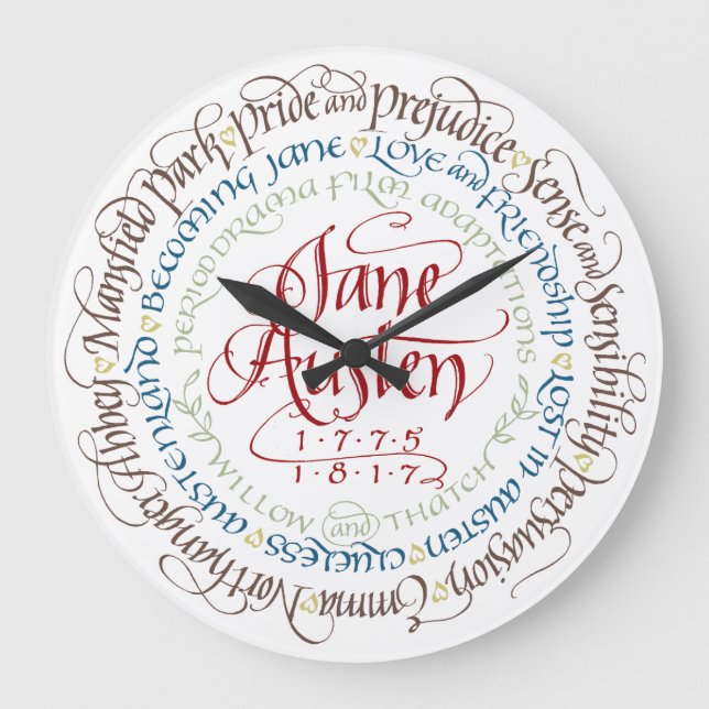 Wall Clock - Jane Austen Periodendrama-Anpassungen Große Wanduhr (Vorderseite)