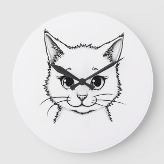 Wall Clock - Katze, Kitt Große Wanduhr