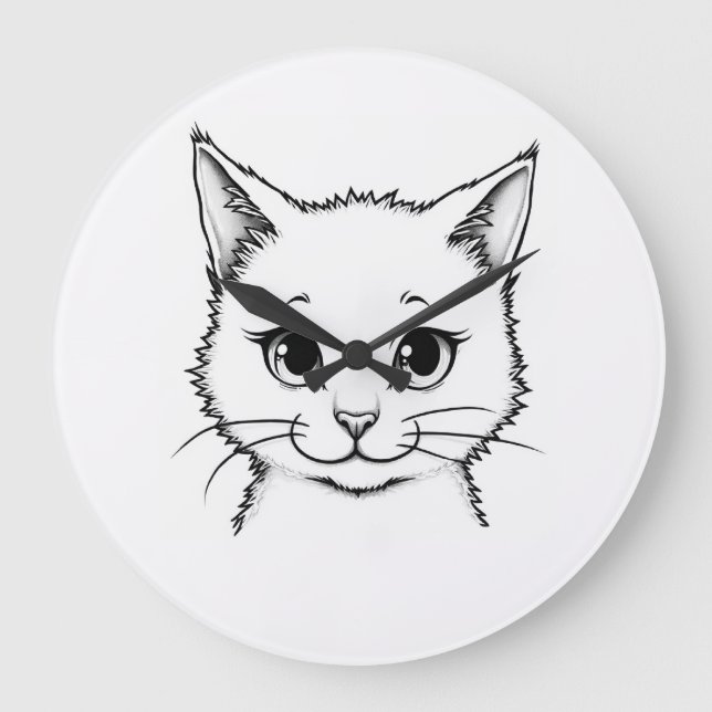 Wall Clock - Katze, Kitt Große Wanduhr (Vorderseite)