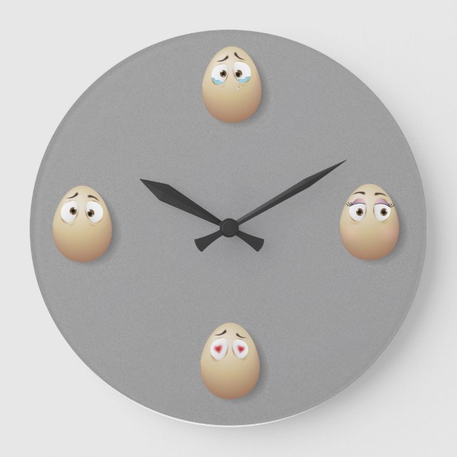 Wall Clock Kücheneier Dekoration grau schwarz Gesc Große Wanduhr (Vorderseite)