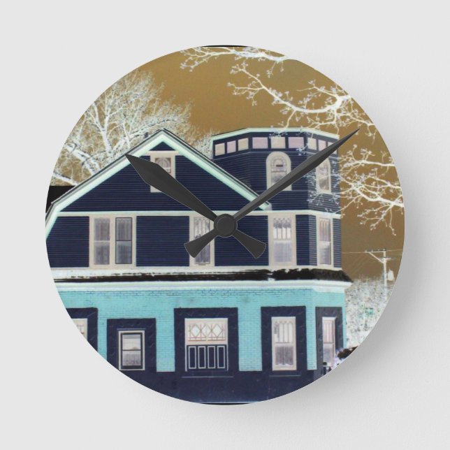 WALL CLOCK L@@K Retro OLD HOUSE Runde Wanduhr (Vorderseite)