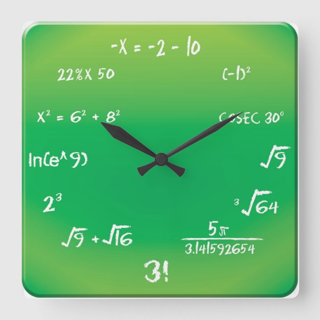 Wall Clock - Math Pop Quiz Clock Quadratische Wanduhr (Vorderseite)
