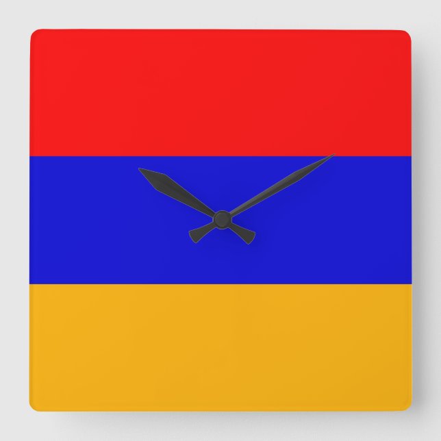 Wall Clock mit der Flagge Armeniens Quadratische Wanduhr (Vorderseite)