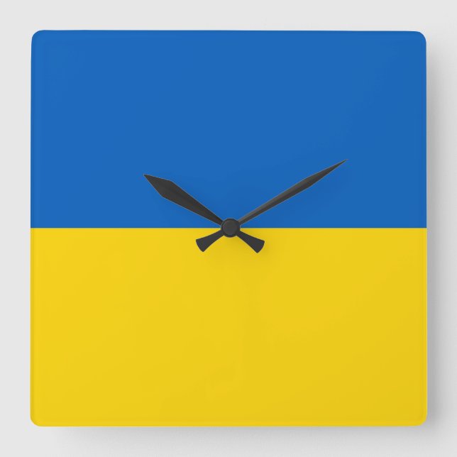 Wall Clock mit der Flagge der Ukraine Quadratische Wanduhr (Vorderseite)
