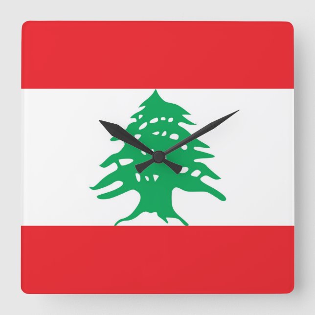 Wall Clock mit der Flagge des Libanon Quadratische Wanduhr (Vorderseite)