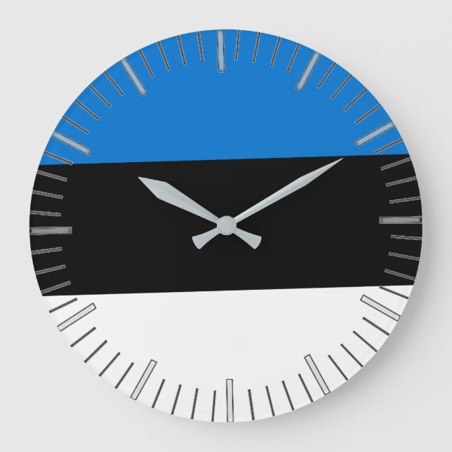 Wall Clock mit der Flagge Estlands Große Wanduhr (Vorderseite)
