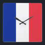 Wall Clock mit der Flagge Frankreichs Quadratische Wanduhr<br><div class="desc">Phantastische patriotische Wanduhr mit Flag von Frankreich. Dieses Produkt ist anpassbar.</div>
